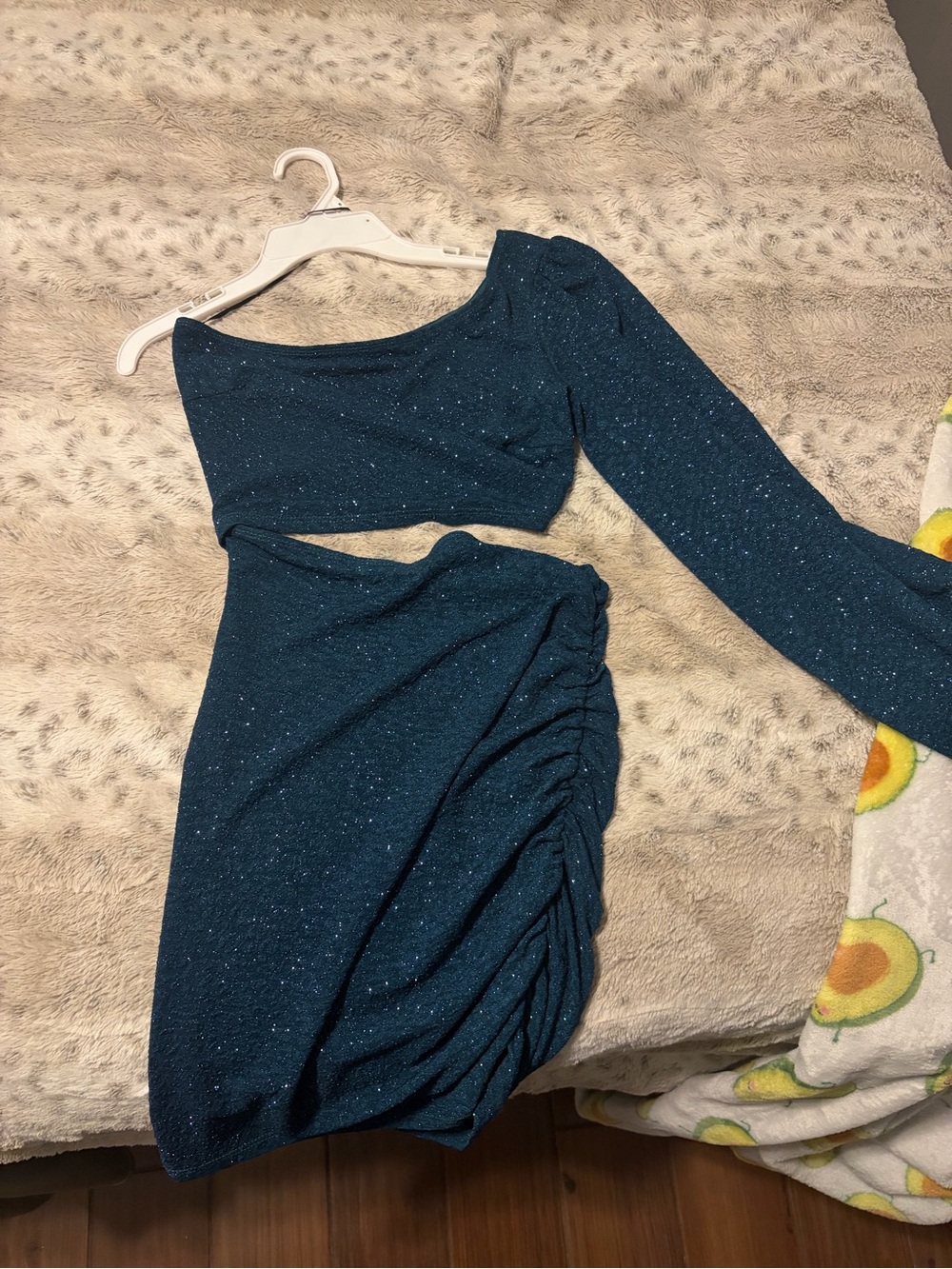 Windsor Teal Sparkle One-Shoulder Mini Dress